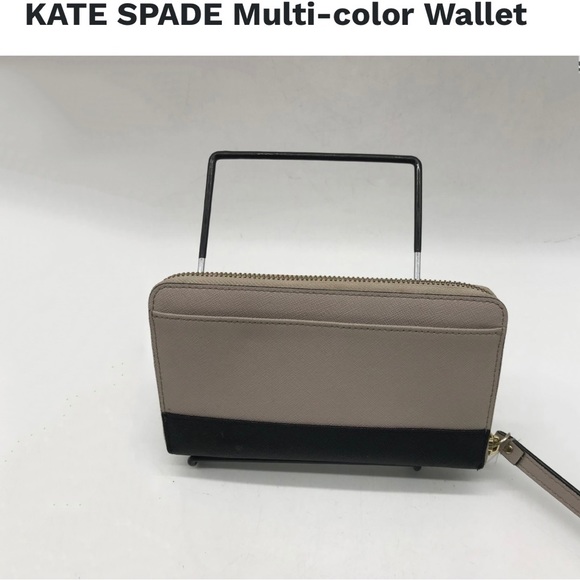 Kate Spade ♠️ color block wallet dusty pink & black 8”x4”seven’s leather - Picture 3 of 7
